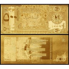 Qatar Catar QA-3 Fe 500 Riyals Folheada a Ouro 24k Fantasia 