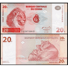 Congo Democratic Republic P-88Aa Fe 20 Francs 1997 HdM