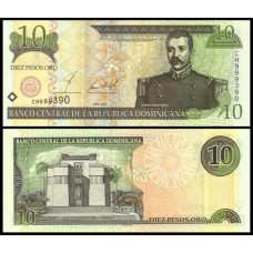 República Dominicana P-168a Fe 10 Pesos Oro 2001