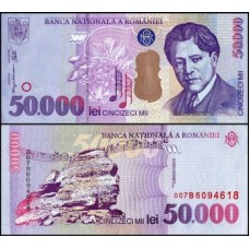 Romania Romênia P-109Aa Fe 50.000 Lei 2000 - George Enescu