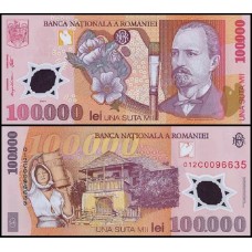 Romania Romênia P-114a.1 Fe 100.000 Lei 2001 Nicolae Grigorescu Polímero