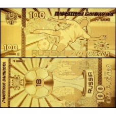 Rússia RU-14 Fe 100 Rubles Copa 2018 Folheada a Ouro 24k Fantasia