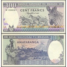 Rwanda Ruanda P-19a.1 Fe 100 Francs 1989