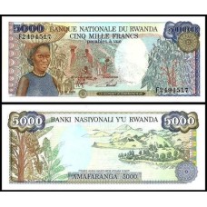Rwanda Ruanda P-22a Fe 5.000 Francs 1988