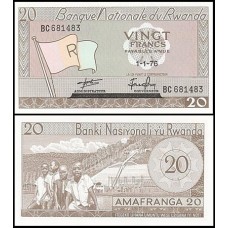 Rwanda Ruanda P-6e Fe 20 Francs 1976