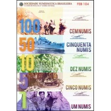 2a. Guerra Mundial II WW Folder Comemorativo C/5 Cédulas da SNB