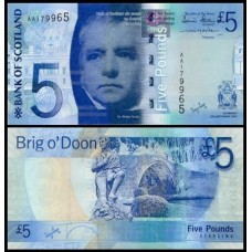 Scotland Escócia P-124a Fe 5 Pounds 2007 Sir Walter Scott