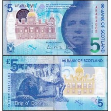 Scotland Escócia P-130 Fe 5 Pounds 2016 Bank of Scotland Polímero