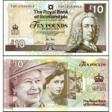 Scotland Escócia P-368 Fe 10 Pounds 2012 Comemorativa Jubileu Diamante Rainha ♛