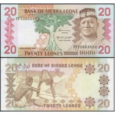 Sierra Leone Serra Leoa P-14b Fe 20 Leones 1984 Siaka Stevens