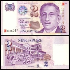 Singapore Cingapura P-45 Fe 2 Dollars 2000 Comemorativa