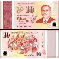 Singapore Cingapura P-57a Fe 10 Dollars 2015 Comemorativa Polímero