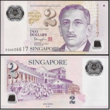 Singapore Cingapura P-46k Fe 2 Dollars ND (2016) Polímero