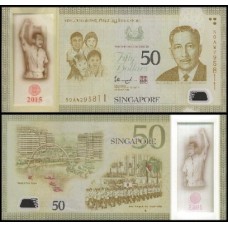 Singapore Cingapura P-61a Fe 50 Dollars 2015 Comemorativa Polímero