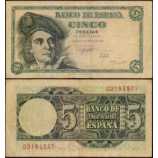 Spain Espanha P-136a Mbc 5 Pesetas 1948