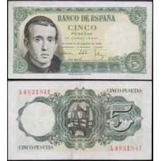 Spain Espanha P-140a.2 Sob 5 Pesetas 1951 - Jaime Balmes