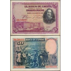 Spain Espanha P-75b Sob 50 Pesetas 1928 Diego Velázquez