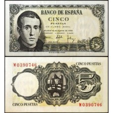 Spain Espanha P-140a.2 Fe 5 Pesetas 1951 Jaime Balmes