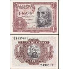 Spain Espanha P-144a.2 Fe 1 Peseta 1953 - Marquês de Santa Cruz