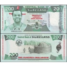 Swaziland Suazilândia P-35 Fe 200 Emalangeni 2008 Comemorativa