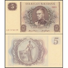 Sweden Suécia P-50b Fe 5 Kronor 1963