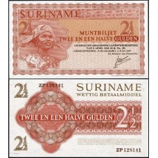 Suriname P-117b Fe 2 1/2 Gulden 1967 Suriname P-117b Fe 2 1/2 Gulden 1967