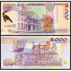 Suriname P-143a Fe 5.000 Gulden 1997 Suriname P-143a Fe 5.000 Gulden 1997