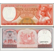 Suriname P-121b Fe 10 Gulden 1963 Suriname P-121b Fe 10 Gulden 1963