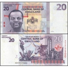 Swaziland Suazilândia P-37c Fe 20 Emalangeni 2017 Híbrida