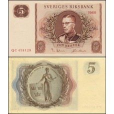 Sweden Suécia P-42e Fe 5 Kronor 1960 Gustavo VI Adolfo