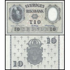 Sweden Suécia P-43f Fe 10 Kronor 1958 Rei Gustavo I