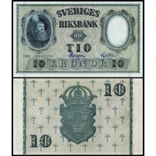 Sweden Suécia P-43i Fe 10 Kronor 1962 Rei Gustavo I