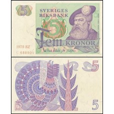 Sweden Suécia P-51d.2 Fe 5 Kronor 1978 Rei Gustavo I