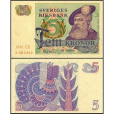 Sweden Suécia P-51d.4 Fe 5 Kronor 1981 Rei Gustavo I