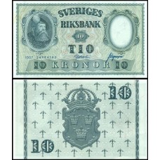 Sweden Suécia P-43e Fe 10 Kronor 1957 Rei Gustavo I