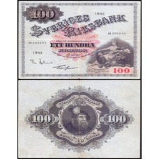 Sweden Suécia P-48d Mbc 100 Kronor 1962 Rei Gustavo I