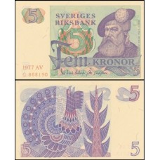 Sweden Suécia P-51d.1 Fe 5 Kronor 1977 Rei Gustavo I