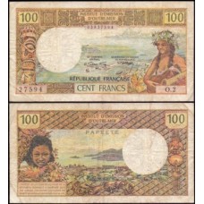 Tahiti P-24a Mbc 100 Francs ND (1971) - 01