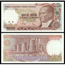 Turkey Turquia P-198 Fe 5.000 Lira L.1970 (1990)