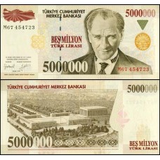 Turkey Turquia P-210a Fe 5.000.000 Lira L.1970 (1997) Turkey Turquia P-210a Fe 5.000.000 Lira L.1970 (1997)