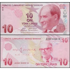 Turkey Turquia P-223a Fe 10 Lira 2009 Série A Kemal Atatürk