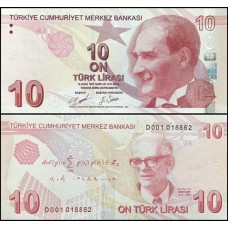 Turkey Turquia P-223d Fe 10 Lira 2020 Série D Kemal Atatürk