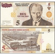 Turkey Turquia P-217a.2 Fe 5 New Lira 2005