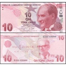 Turkey Turquia P-223e Fe 10 Lira 2021 Série E Kemal Atatürk