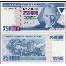 Turkey Turquia P-211 Fe 250.000 Lira L.1970 (1998)