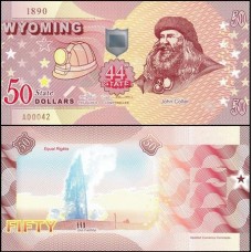 Usa Estados Unidos 50 Dollars 44st State Wyoming Polímero Fantasia