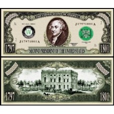 Usa Estados Unidos Md-177 Fe 1 Milhão de Dollars Fantasia John Adams