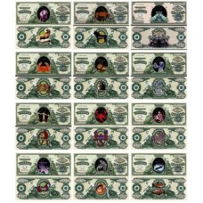 Usa Estados Unidos Set Completo 1 Milhão de Dollars Fantasia Zodíaco 12 Cédulas