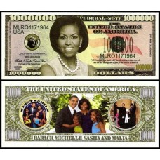 Usa Estados Unidos Md-126 Fe 1 Milhão de Dollars Fantasia Michelle Obama