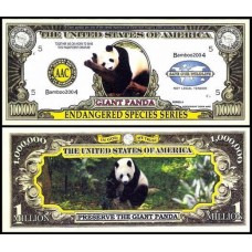 Usa Estados Unidos Md-97 Fe 1 Milhão de Dollars Fantasia Panda Gigante